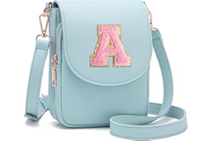 Viverte Crossbody Purse for Teen Girls Small Initial Cell Phone Toddler Purse Leather Triple Compartment Crossbody Bags