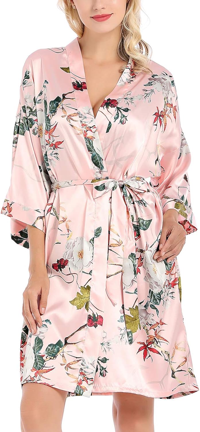 silk floral robe