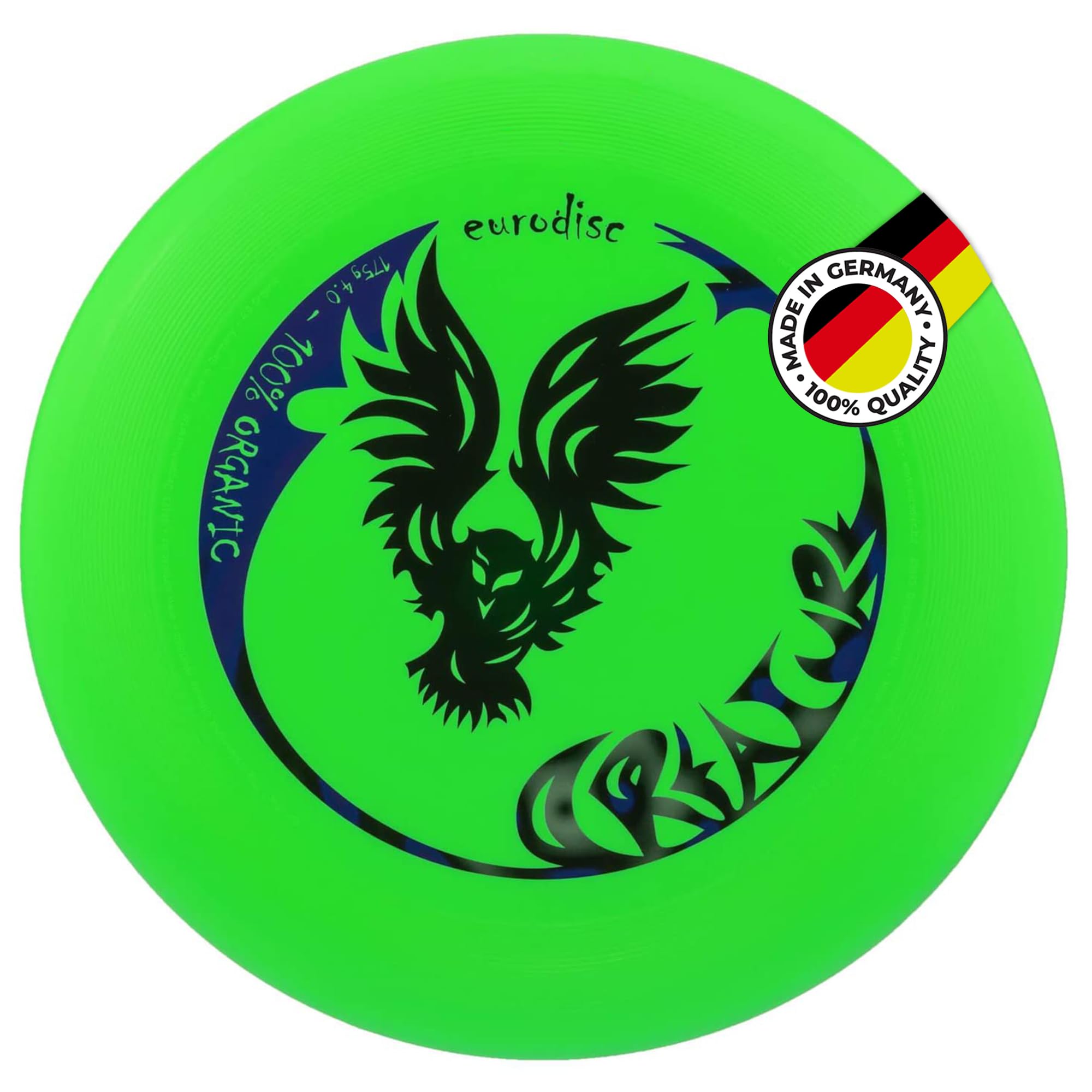 Eurodisc 175 g Neon Green Creature Professional Ultimate Frisbee - Over 100 m Stable Trajectory - Professional Throwing Disc for Outdoor Games for Children & Adults - Gift for Boys 7, Girls & Adults