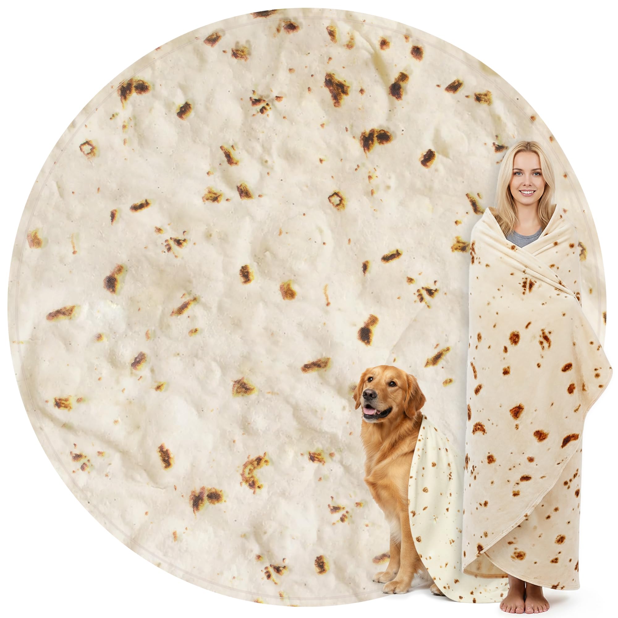Zulay Kitchen 60 Inch Giant Tortilla Blanket - Novelty Big Burrito Blanket for Adults and Kids - Premium Soft Flannel Round for Indoors, Outdoors, Travel and Home