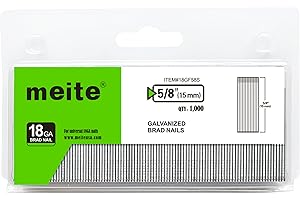 meite 18 Gauge Brad Nails, 5/8 Inch 18GA Brad Nails Galvanized Small Finishing Nail Gun Nails for Pneumatic, Electric Brad Na