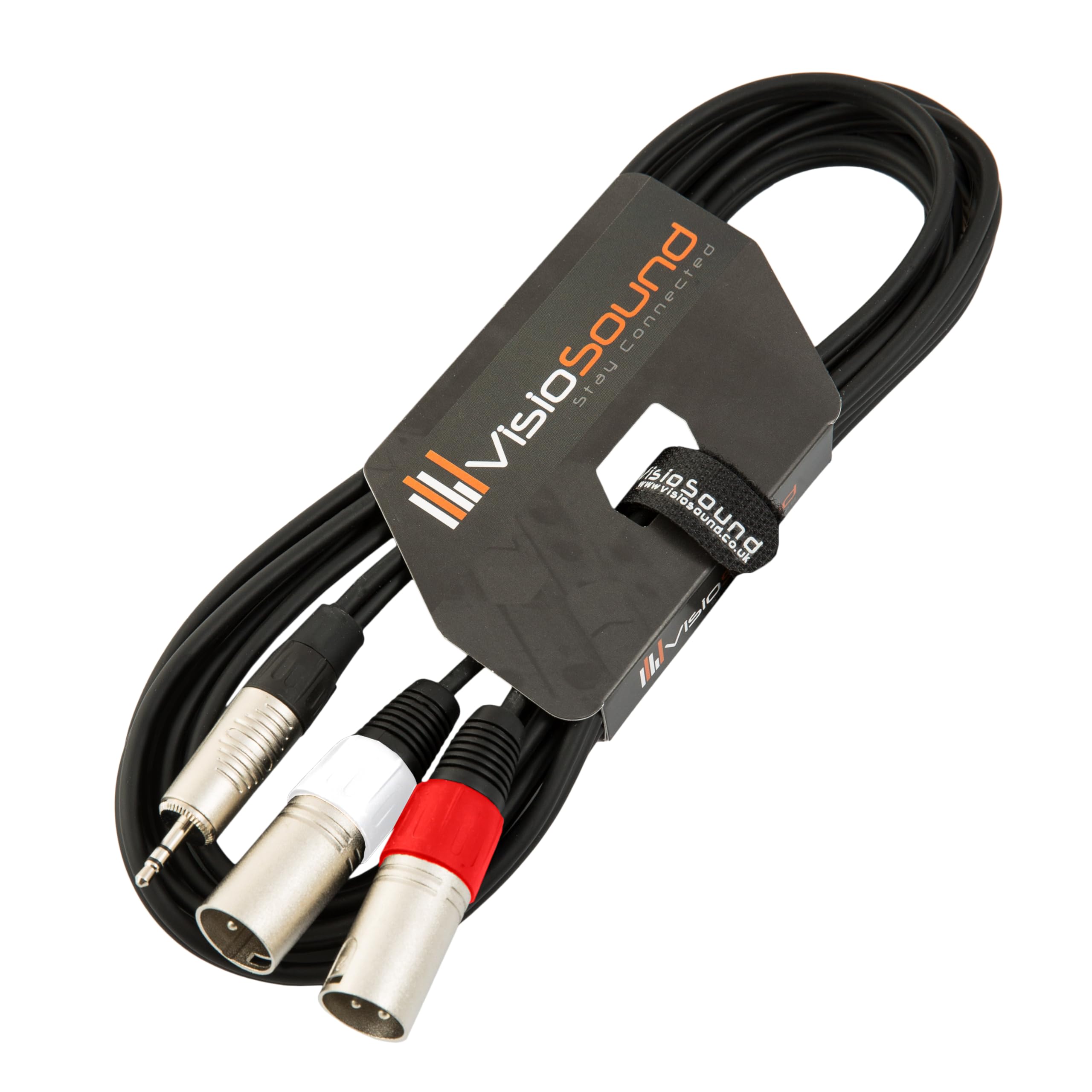 VisioSound 3.5mm Stereo TRS Mini Jack to Twin 2 x Male XLR Lead/Audio Signal Cable 3m