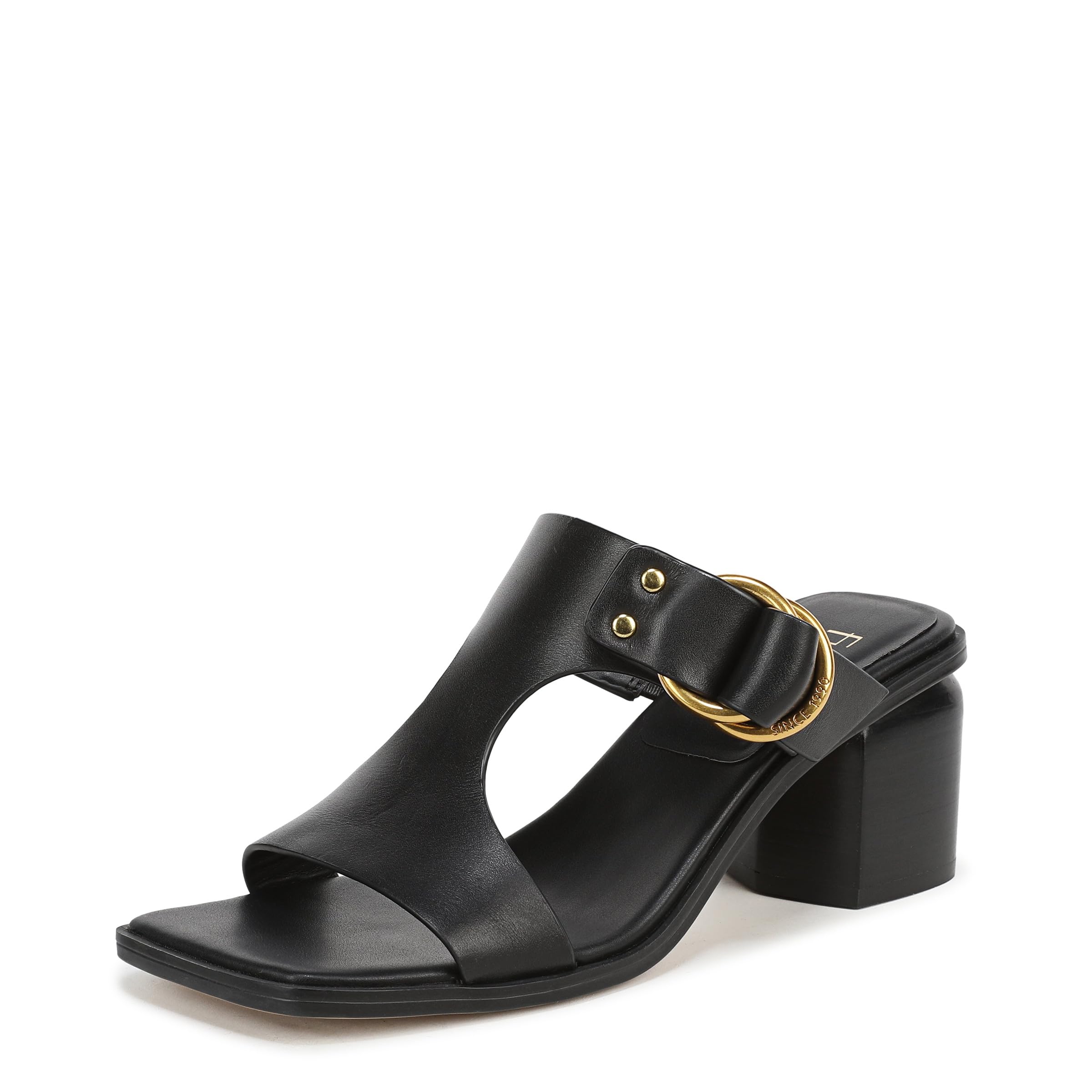 Franco Sarto Women’s Roux Heeled Sandal Black Leather 8.5 M