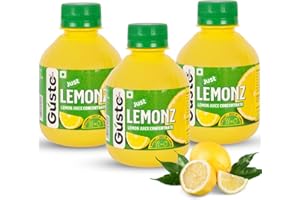 Gusto Foods Yellow Lemon Juice Concentrate - Pack Of 3 (600Ml) | Equivalent To 60 Lemons | Pocket Bottle Hassle Free | Ideal 