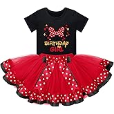 IDOPIP 3rd Birthday Girl Outfit Baby Shirt Polka Dots Tutu Skirt Ear Headband for 3 Year Old Princess Cake Smash Photo Prop