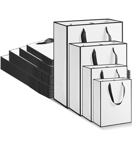 PerKoop 40 Pack Kraft Gift Bags Handled Paper 4 Sizes Goodie With