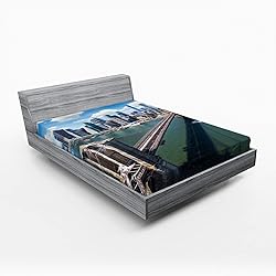 Lunarable Landscape 2 Pack Fitted Sheet, Aerial