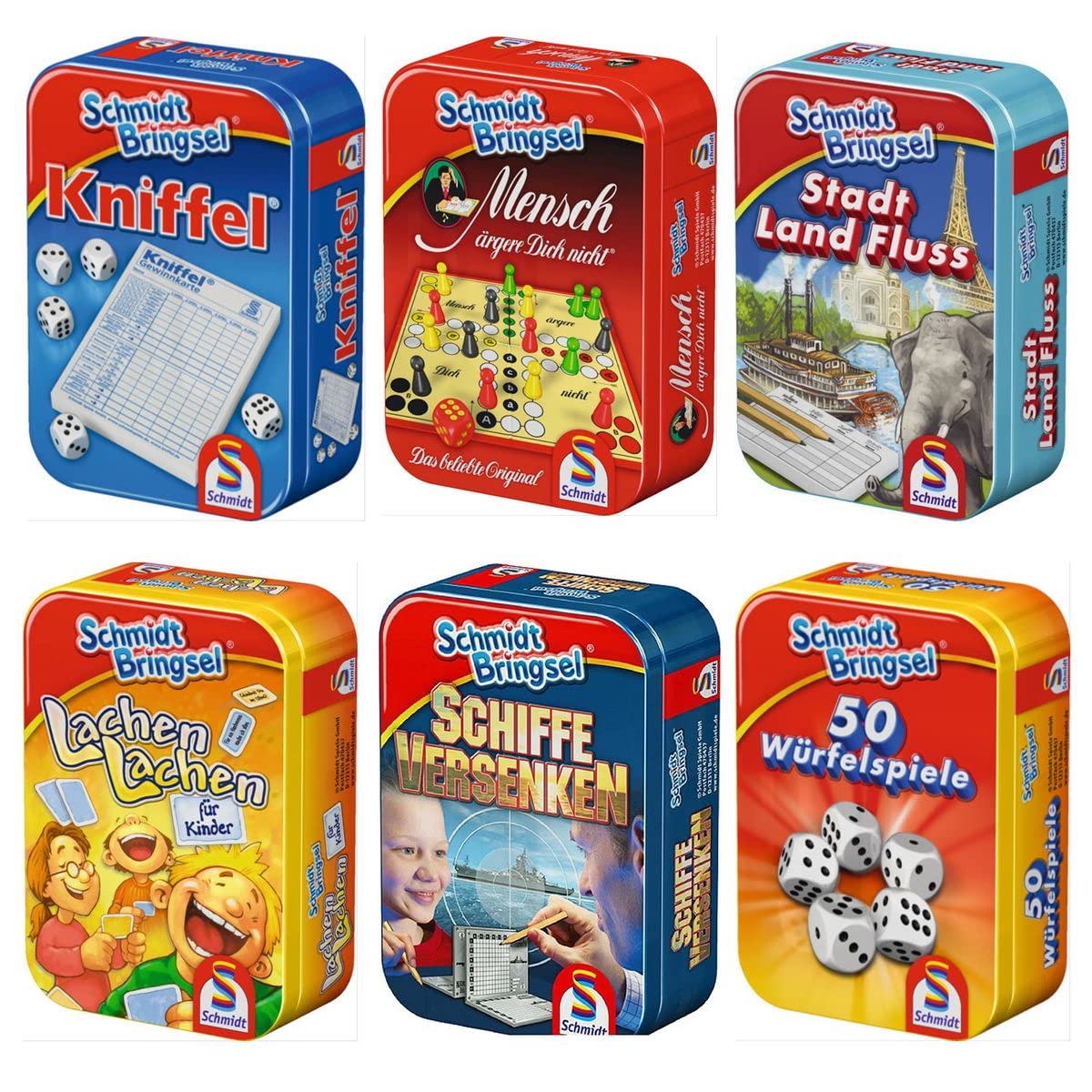 Schmidt Bringsel – Sea Battle/Lachen Lachen/Town, Country, River/Yahtzee/Ludo/50 Dice Game