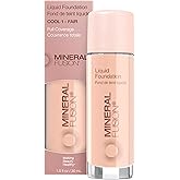 Mineral Fusion Full Coverage Liquid Foundation (Cool 1, Fair) - Lightweight & Hydrating Matte Finish Makeup - With Skin Soothing Green Tea, Lavender - Hypoallergenic, Fragrance-Free - 1 Fl Oz