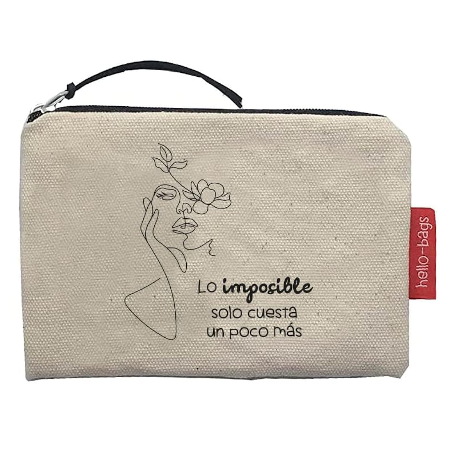 Hello-Bags. Wallet/Small Bag. Exterior: 100% Cotton. Includes Zip and Lining. Packed in a Kraft Gift Envelope. Model: LOIMPOSIBLE. Colour: Ecru/Black. 14 x 10 cm., Ecru, Contemporary