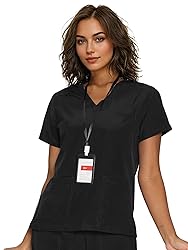 floralhue Scrub Tops for Women, Curved V-Neck Scrub