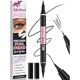 iMethod Liquid Eyeliner, 2-in-1 Dual-Ended Waterproof Eyeliner, Black | Precise Brush-Tip and Thick Tip, Matte Finish, Long Lasting, Smudge-proof, Transfer-proof