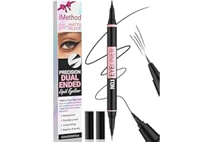 iMethod Liquid Eyeliner - Waterproof Eyeliner 2-in-1 Dual-Ended Eye Liner with Precise Brush-Tip and Thick Tip, Black Liquid Liner Pen, Matte Finish, Long Lasting, Smudge-proof, Transfer-proof