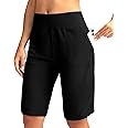 Viodia Women's 9" Long Swim Board Shorts with Pockets High Waisted Beach Swimsuits Knee Length Short for Women with Liner