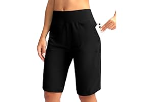 Viodia Women's 9" Long Swim Board Shorts with Pockets High Waisted Beach Swimsuits Knee Length Short for Women with Liner