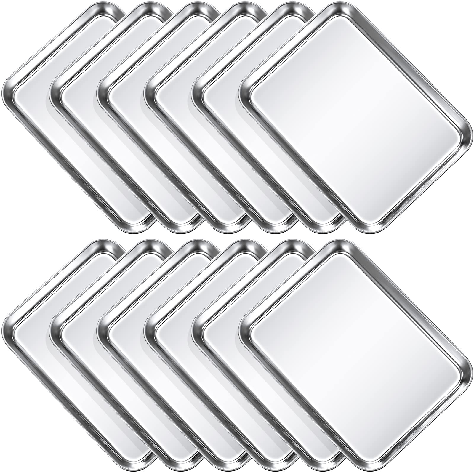 Potchen 12 Pcs Baking Sheet Pan Set 9 x 6.7 x 1 Inches Cookie Sheet