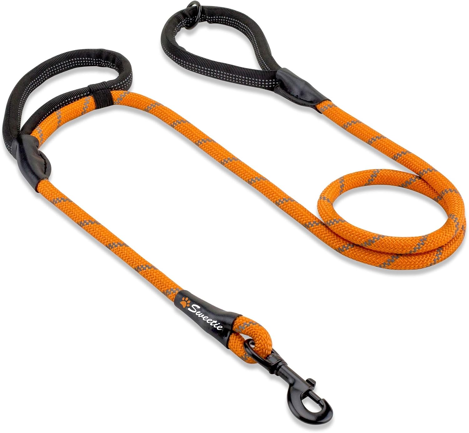 Sweetie Rope Dog Lead, Innovative Design with Two Padded Handles, Reflective Stitching & O-Ring