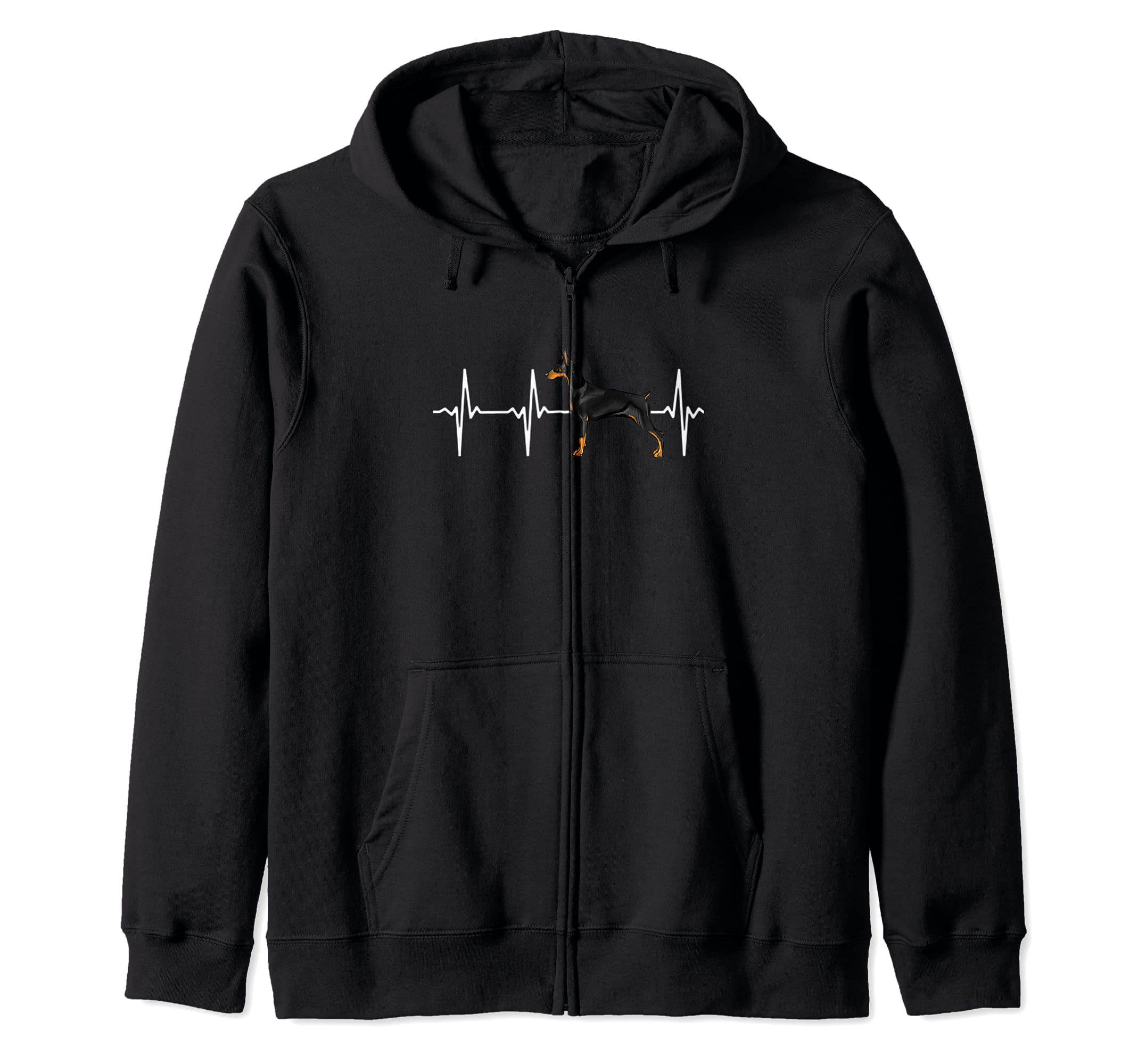 Doberman Pinscher Heartbeat Love My Dog Zip Hoodie