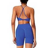 RXRXCOCO Women's 2 Piece Workout Sets Seamless Twist Back Sports Bra High Waist Butt Lifting Shorts Pilates Gym Yoga Outfits