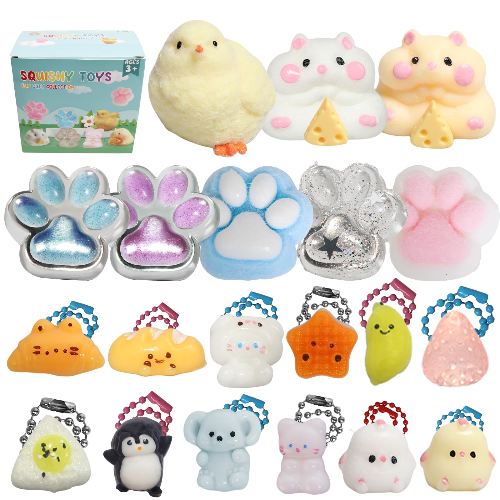 Photo 1 of 20pcs Squishy Pack,Fidget Toys Kit,Include taba Squishies Party Favors for Kids 4-8 8-12 Treasure Box Toys for Classroom Birthday Xmas Gifts Goodie Bag Stocking Stuffers for Teens (20pcs)