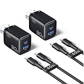 INIU for iPhone 17 16 Charger, 30W GaN Tech USB C Charger Fast Charging, 2-Pack Foldable USB C Charging Block with Cable for 