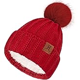 ZASFOU Women Winter Beanie Hats Knit Pompom Slouchy Beanies Fleece Lined Womens Hat Skull Cap Cold Weather Gifts for Women