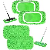 Reusable Microfiber Mop Pads Compatible with Swiffer Sweep & Mop Deluxe and Swiffer Sweeper Mop, Wet Pads Refill, Dry Sweepin