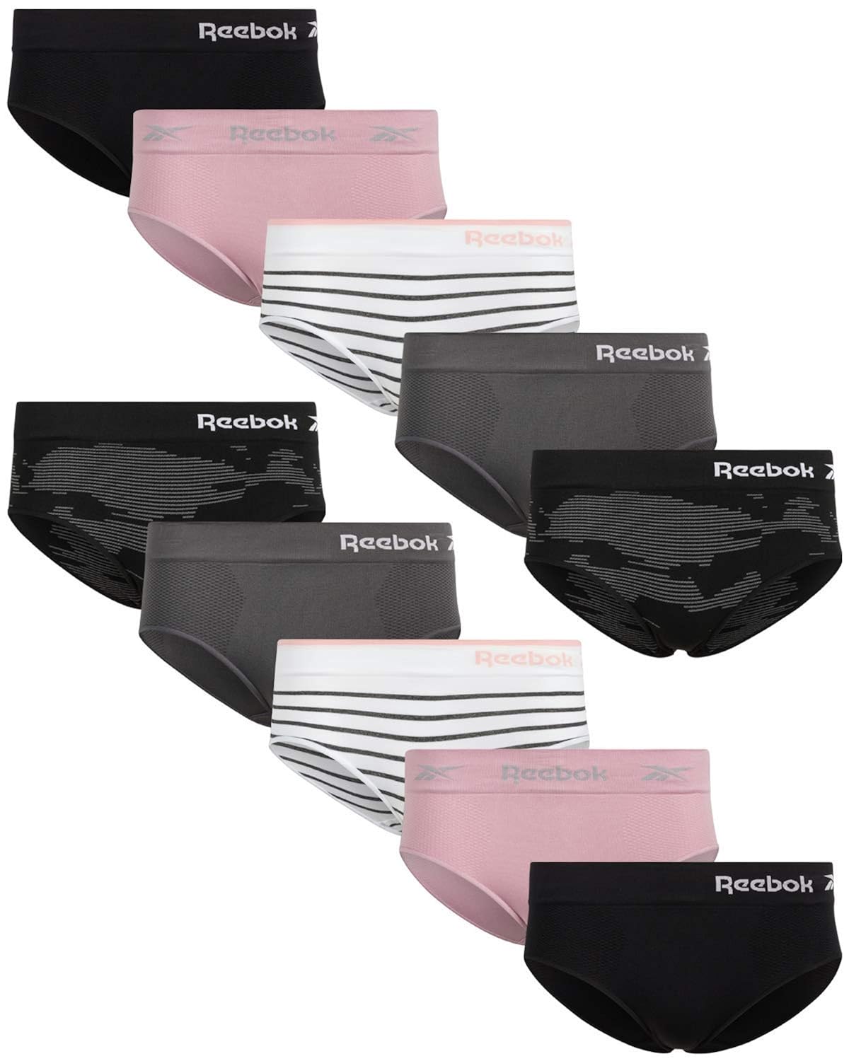 Buy Reebok Womens Seamless Hipster Panties (10 Pack), Size XLarge, Black Camo/Charcoal/Black