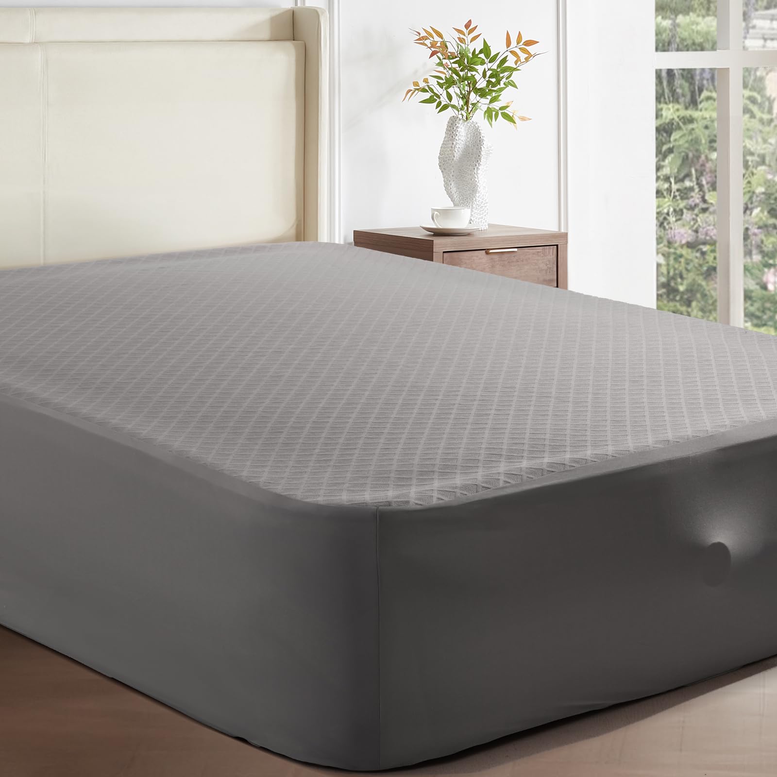 Photo 1 of CHERIMOR Queen Fitted Sheet with Adjust Sheet Strap, Extra Deep Pocket Queen Fitted Sheet Only, Bed Sheets Queen Size for Mattress Up to 24 Inches, Wrinkle & Slip-Free Bedding for Air Mattress & Home