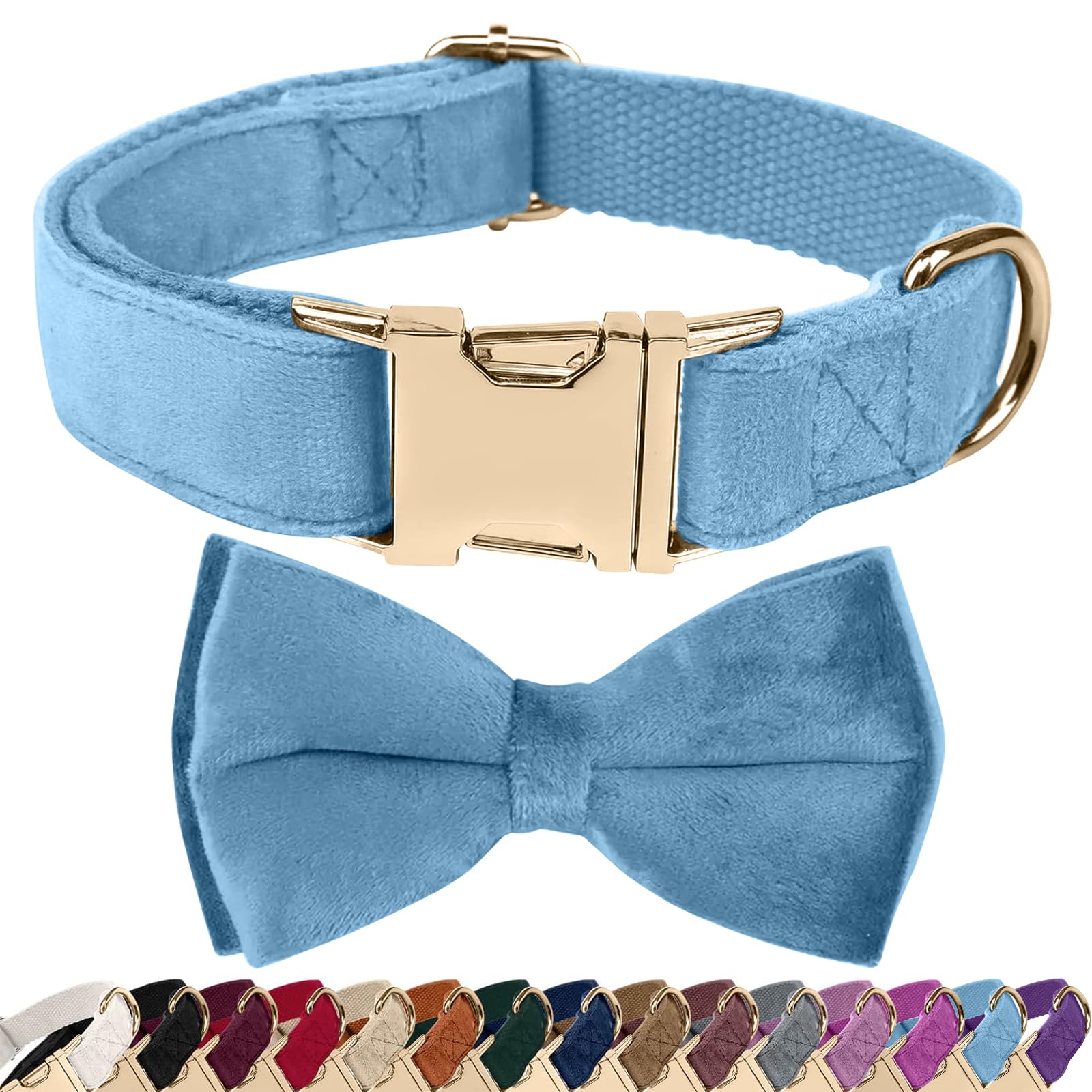 Photo 1 of Dog Collars with Bow,Velvet Puppy Collar with Zinc Alloy Safety Buckle, Adjustable Soft Dog Bow Tie Collar, Detachable Breakaway Dog Collar with Metal D-Ring for Small Medium Large Dogs