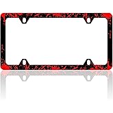 Blood Splattered Black License Plate Frame Funny License Plate Frames Auto Accessory Bracket Stainless Steel License Plate Holder with Screws for Women Men 6x12 Inch 4 Holes