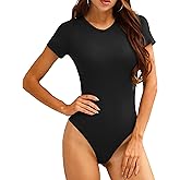 LAOLASI Women's Crew Neck Round Neck Short Sleeves Slim Fit Casual Basic Extender Bodysuit Daily Jumpsuit T Shirts
