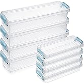 Gueevin 8 Pcs Plastic Pencil Case Stackable Clear Pencil Box with Latching Lid Long Plastic Stationery Pen Case Bulk for Crayon Marker Drill Bits School Office Supplies, 2 Sizes