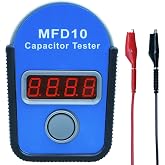 MFD10 Capacitor Tester, Digital Capacitance Meter with LED Display, 0.001&micro;F to 9999&micro;F Range, &plusmn;5% Accuracy, for HVAC Appliance Motor Start/Run Capacitor Testing (Black)