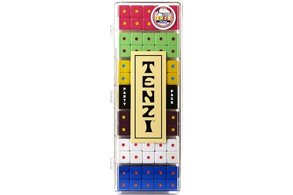 TENZI Party Pack Dice Game - A Fun, Fast Frenzy for The Whole Family - 6 Sets of 10 Colored Dice with Storage Case - Colors M