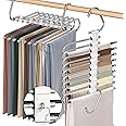 9 Layers Pants Hangers Space Saving, 2 Pack Multifunctional Pant Rack Stainless Steel Closet Organizer for Pants Jeans Leggings Trousers, Antiquewhite
