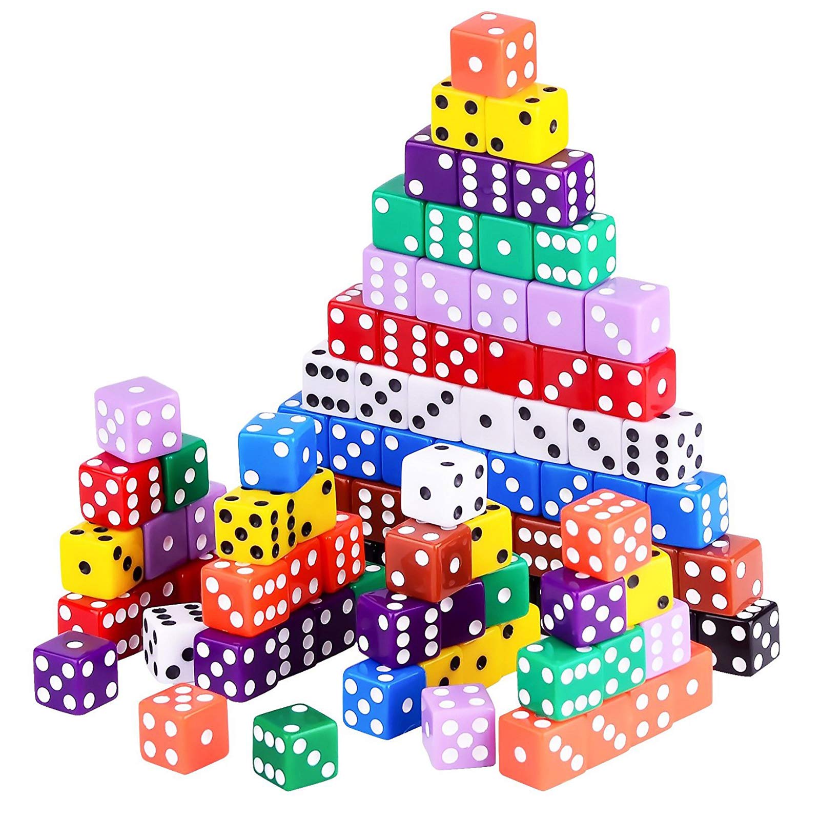 AUSTOR 100 Pieces Game Dice Set 10 Colors Square Corner Dice with Storage Bag, Play Games Like Tenzi, Farkle, Yahtzee, Bunco or Teaching Math