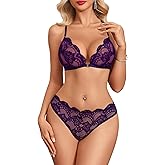 Avidlove Lace Lingerie Set for Women Sexy Front Closure Matching Bra and Panty Sets 2 Piece Wireless Bralette Outfits S-XXL