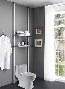 ALLZONE Bathroom Organizer, Over The Toilet Storage Rack, Over The Washer Shelf for Laundry Room, No Drilling, Extremely Easy to Assemble, Height and Width Adjustable with Ample Space