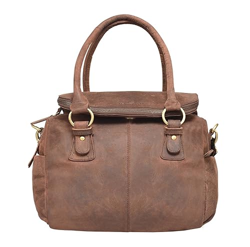 LEADERACHI Womens Wax Hunter Leather Handbag (308701A, Muskat)