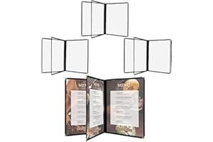 AMGSH Menu Covers 8.5 x 11 Inch, Clear View Menu Holder Transparent Menu Sleeve,Fits A4 Size Paper for Kitchen, Restaurant Supplies, Wine Menu Morning Menu Homeschool (4, 3 Page 6 View)