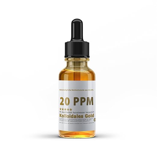 Kolloidales Gold 20PPM - Goldwasser hoch konzentriert (Reinheitsstufe 99,99%) (50ml)