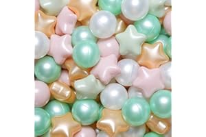 REALHAHA 100 Star Ball Pit Balls Plastic Balls for Ball Pit, Colorful Color for Boys Girls,Great Decoration for Ball Pit, Baby Room, Party, Play Tent, Ball Pool, Pearl Colors