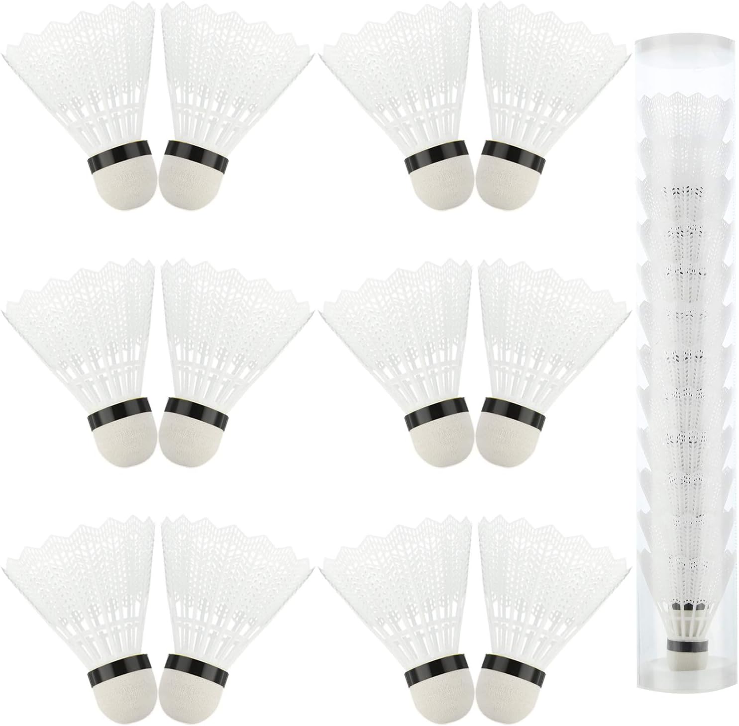 12 Pieces Nylon Feather Shuttlecocks Sports Shuttlecocks Training Badminton Birdies Balls with Storage Box for Ball Training Exercise Gym Fitness Game (Multi-Color) : Sports & Outdoors