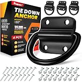 PAMAZY 4PCS 3500lbs Heavy-Duty Steel D-Rings Tie-Down Anchors Ultra-Durable | Trailer Tie Down Anchors with Screws &amp; Bolts Anti-Rust Cargo Hooks, Utility Accessories Mount Hooks for Trailers, Truck Beds