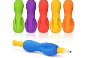 ELETIUO 6-Pack Pencil Grips,Ergonomic Triangular Design with Guiding Grooves Corrects Grip,Soft Silicone & Non-Slip Texture,U
