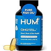HUM OMG! Omega The Great Triple Omega 3 Fish Oil Supplement for Women & Men with Vitamin E, DHA & EPA, Skin Care & Skin Tone Support for Heart & Brain Health, Gluten Free, Non GMO, 60 Softgels