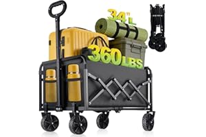 360LBS Collapsible Foldable Wagon Carts - Heavy Duty Portable Folding Utility Wagons with All-Terrain Wheels for Grocery Spor