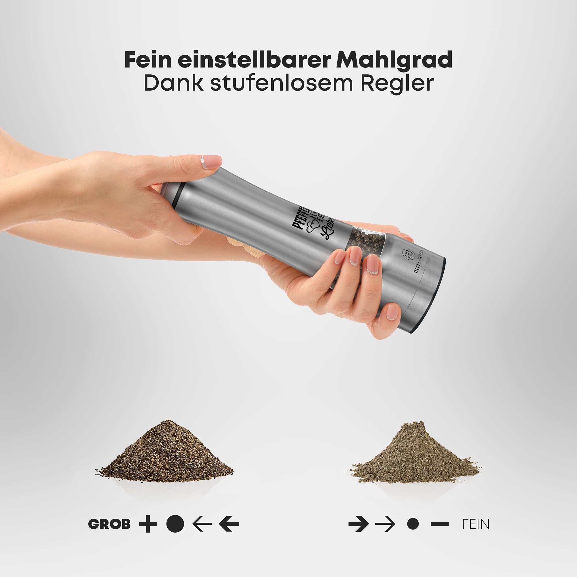 BUTLERBELL® Salz und Pfeffermühle mit Keramikmahlwerk | Gewürzmühlen Set | Hochzeitsgeschenke für Brautpaar 6