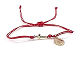 LESLIE BOULES Red Thread Bracelet with Small Cross